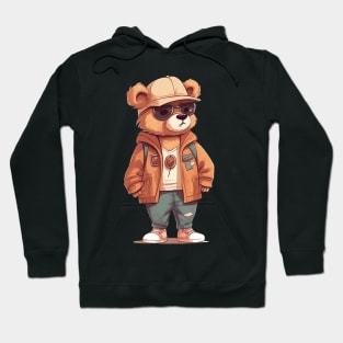 A cute teddy bear wearing street fashion Hoodie